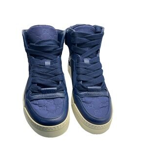 Gucci Guccissima High Top Sneakers Blue Men US 6.5 EU 39 /5 Made in Italy 409766